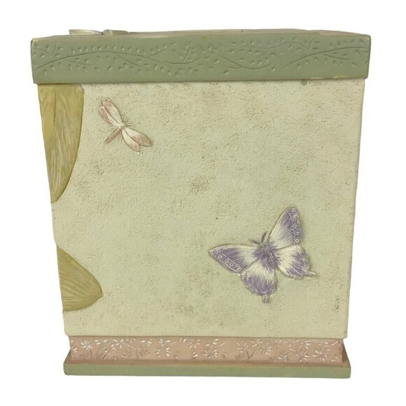 Charter Club Butterfly Tissue Box Holder Square Pastel Resin Hand Painted Decor - Picture 3 of 8